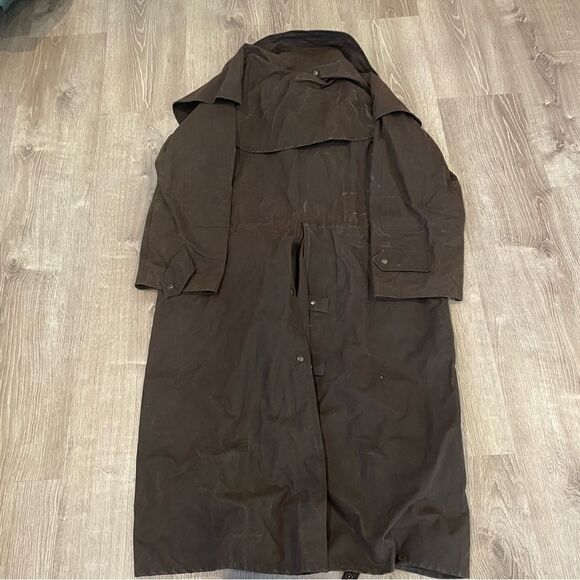 Outback Trading Company Oilskin Slicker Brown Coat Jacket Size Medium - Picture 7 of 7